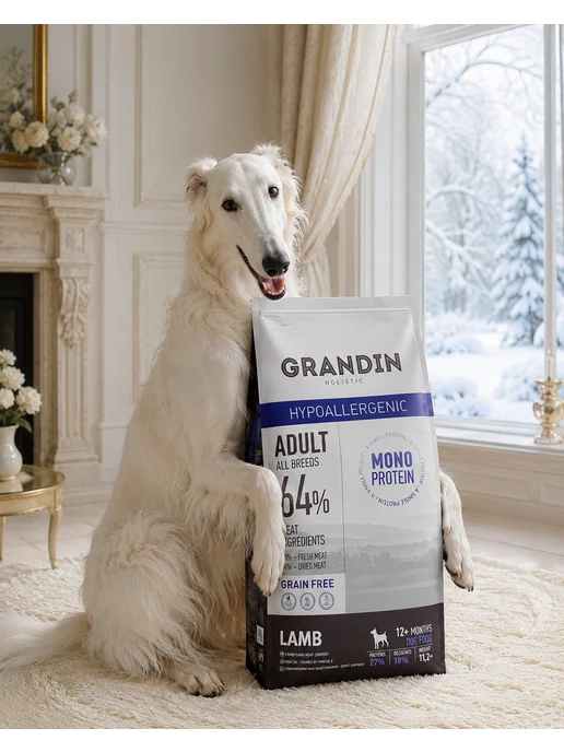 Сухой корм GRANDIN для собак, гипоаллергенный, ягненок, 11,2 кг