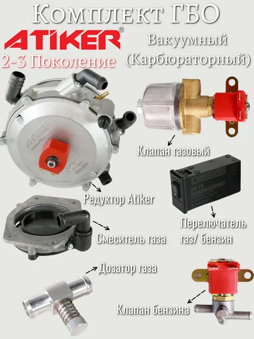 Atiker Комплект ГБО Пропан 2-3 поколение карбюраторный, вариант