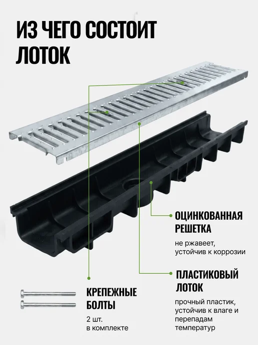 HYDROGUARD Водоотводный лоток с металлической решеткой 5 шт, 5 шт, фото 4