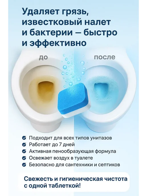 LI Liza Очиститель унитаза таблетки, синий, фото 2