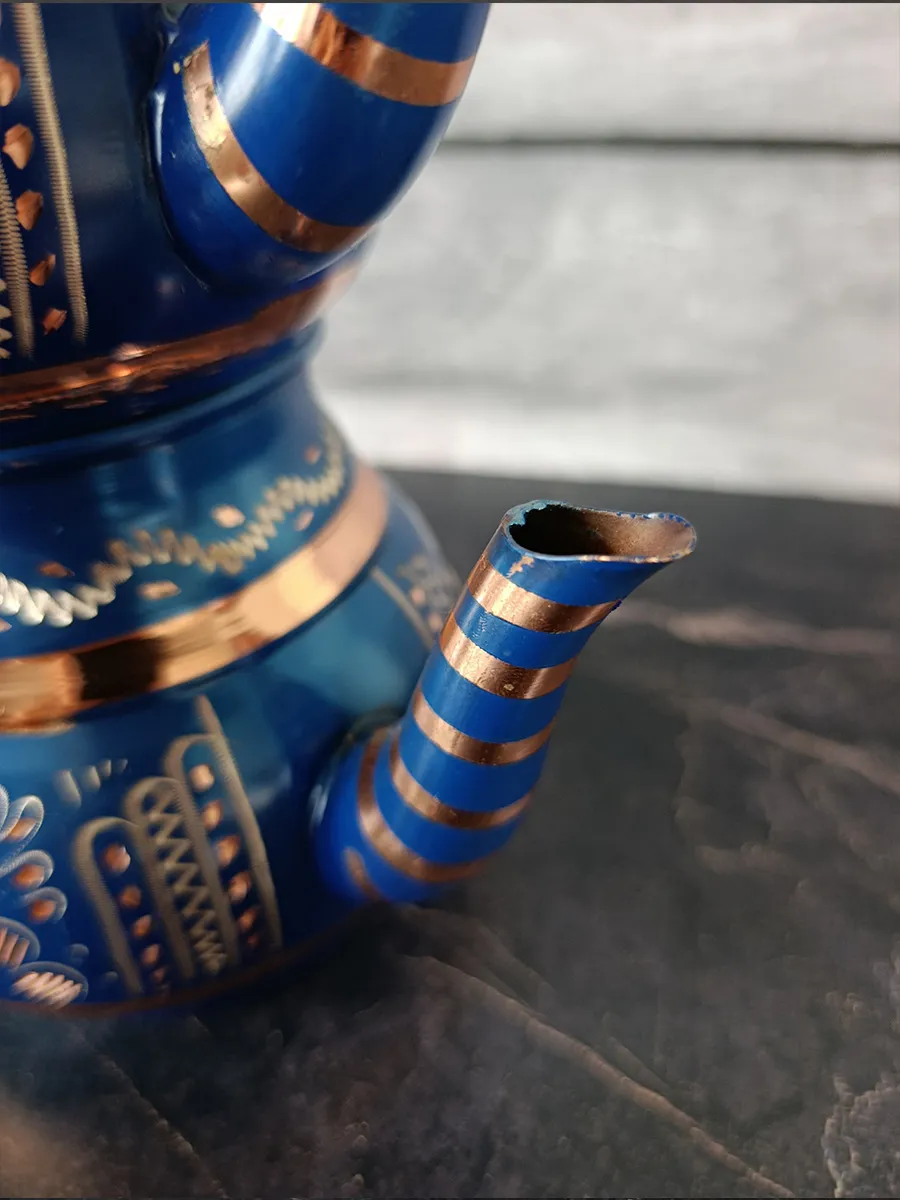 Çift Katlı Bakır Demlik Mavi, El Yapımı 1400 ml, Türkiye 3