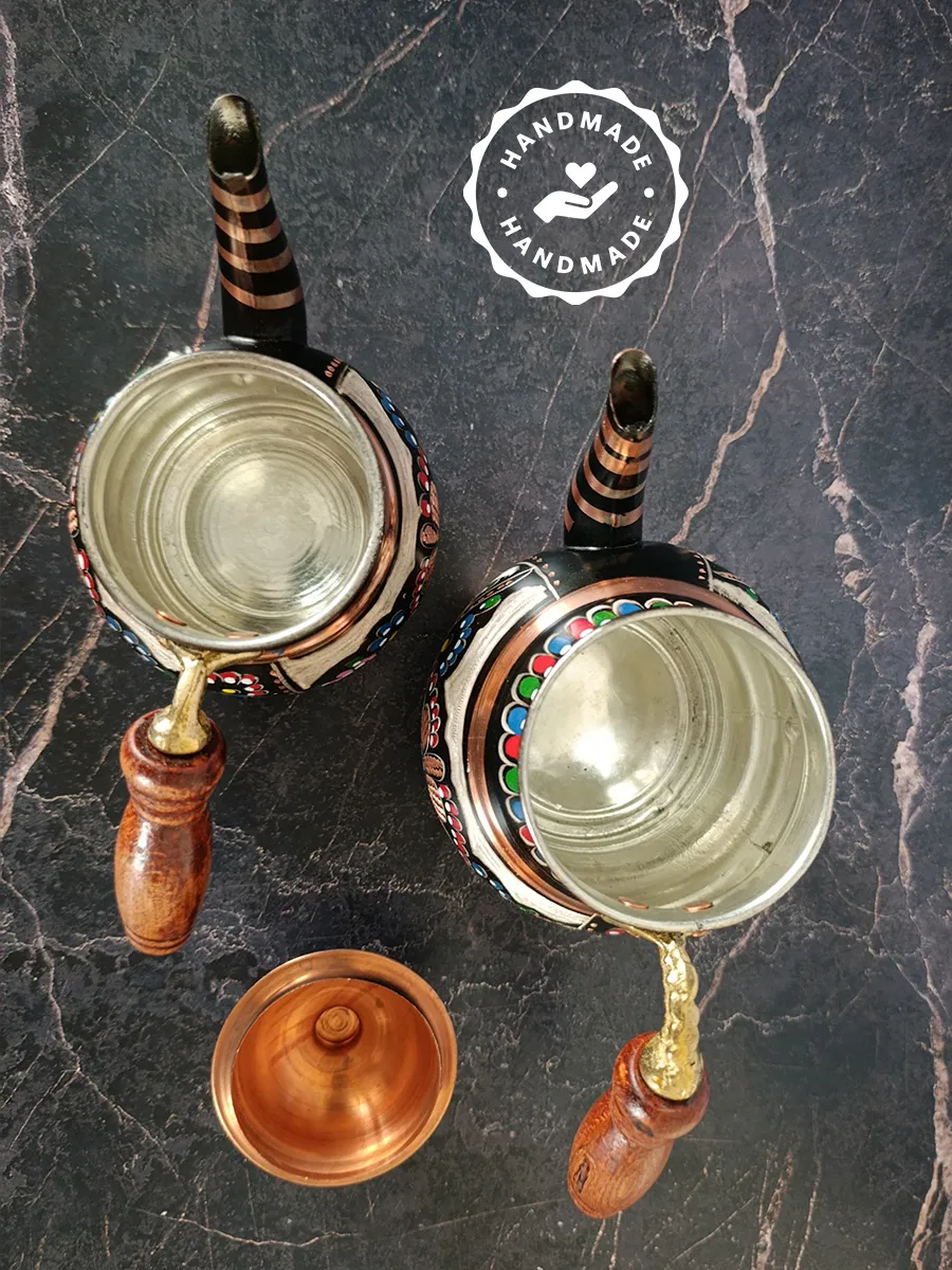 Çift Katlı Bakır Demlik Siyah, El Yapımı 1400 ml, Türkiye 4