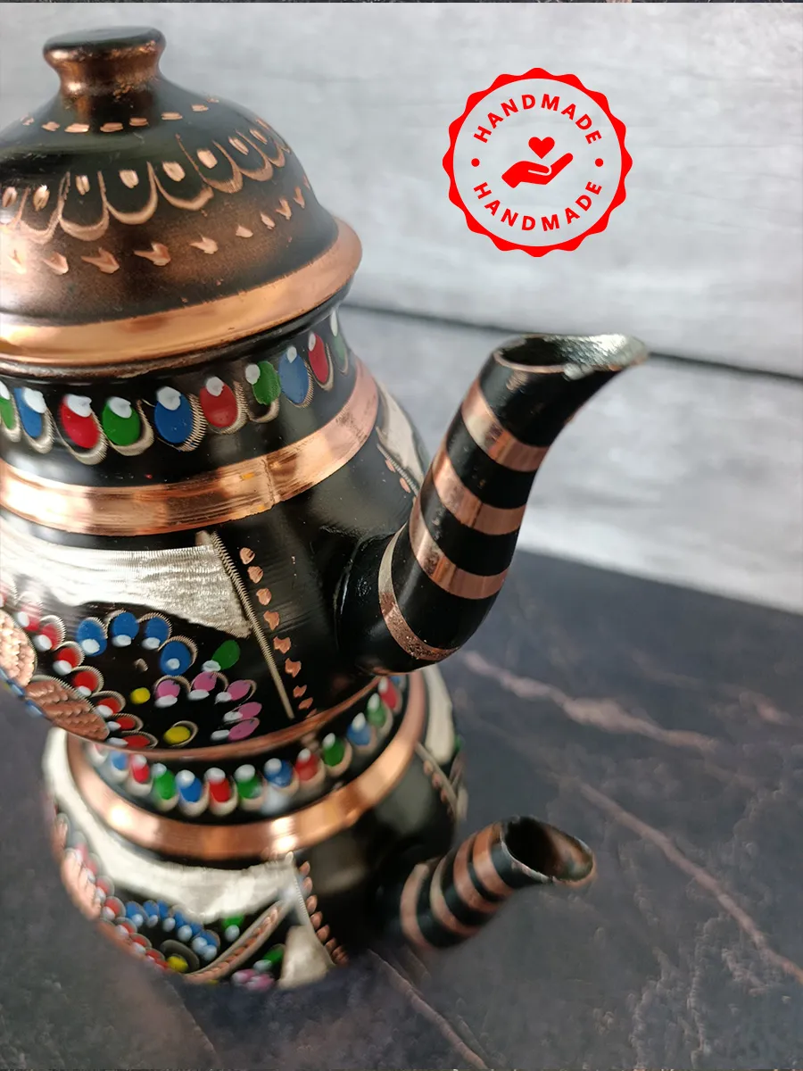 Çift Katlı Bakır Demlik Siyah, El Yapımı 1400 ml, Türkiye 5