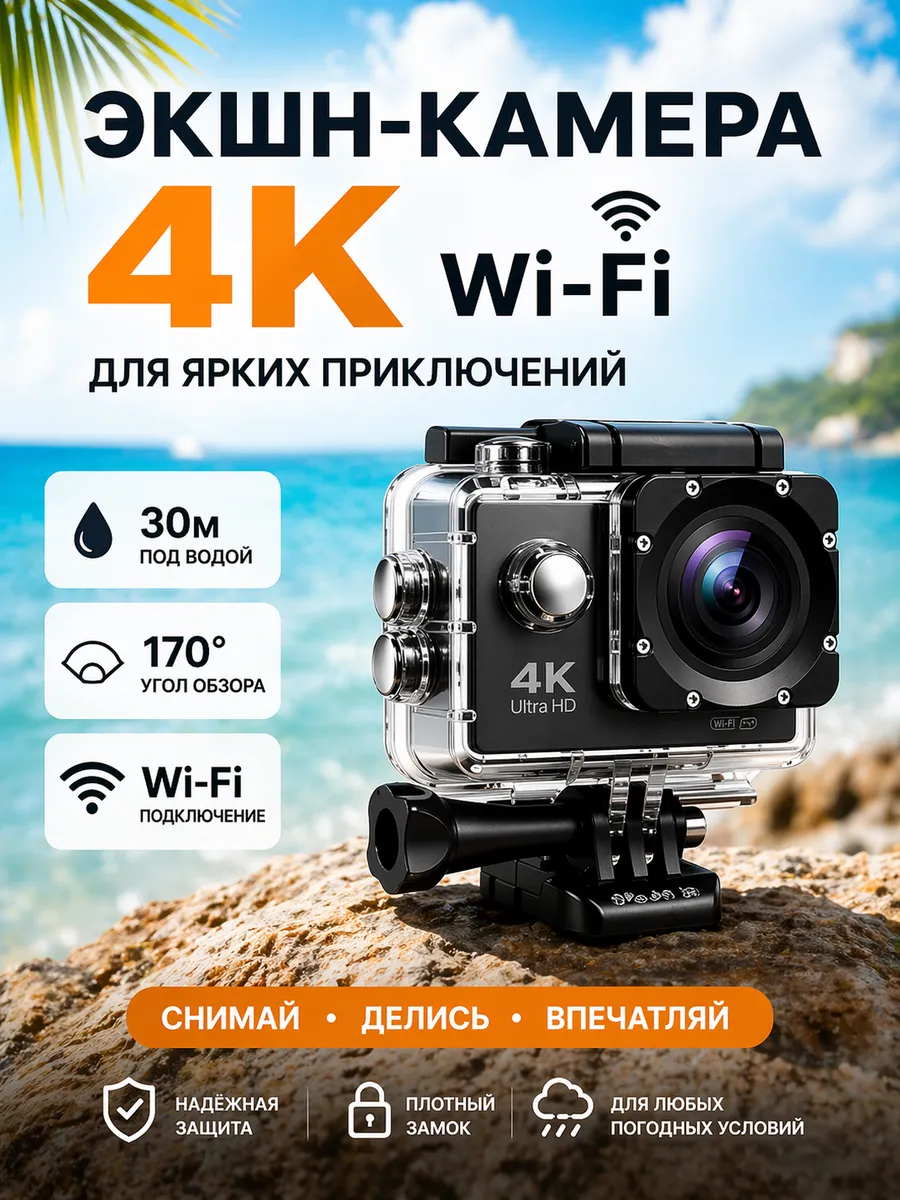 GoPro Экшн камера 4к со стабилизацией водонепроницаемая на шлем