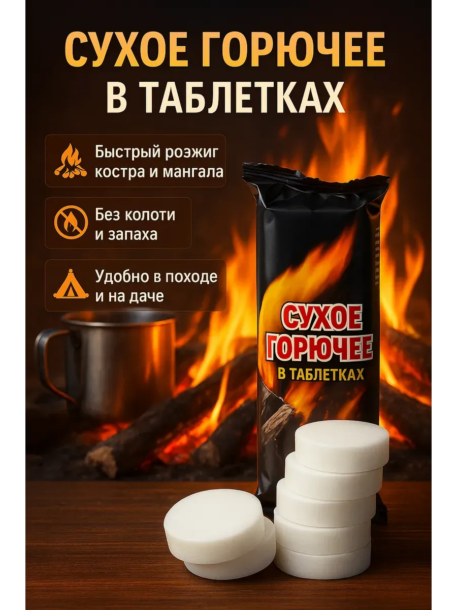 Сухое горючее в таблетках розжиг для костров
