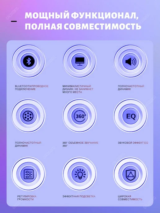 KEPULE 2026 Десктопная колонка для компьютера с Bluetooth с RGB, голубой, фото 3