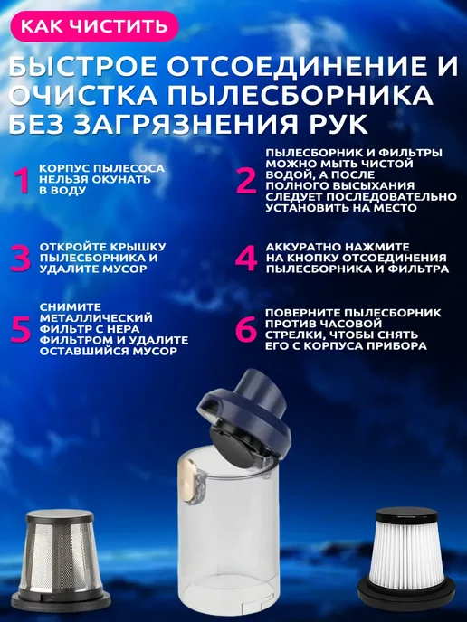 Febinez Пылесос автомобильный беспроводной 4в1 воздуходувка насос, синий, фото 7