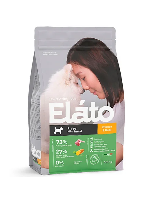 Сухой корм Elato Holistic для собак, мелкие, щенки, курица, утка, 0,55 кг