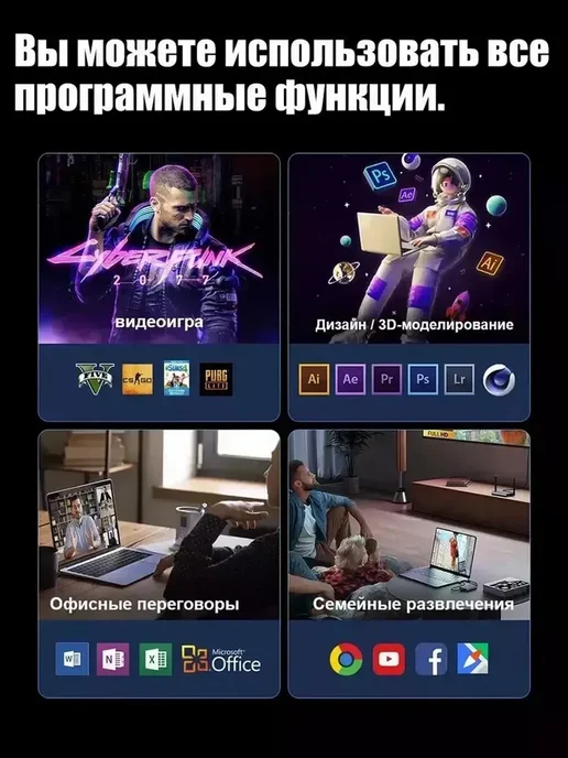 SANCYT Ноутбук для работы, учебы и игр 15,6" IPS 16GB SSD 2ТБ, 16 ГБ, 2 ТБ, фото 3