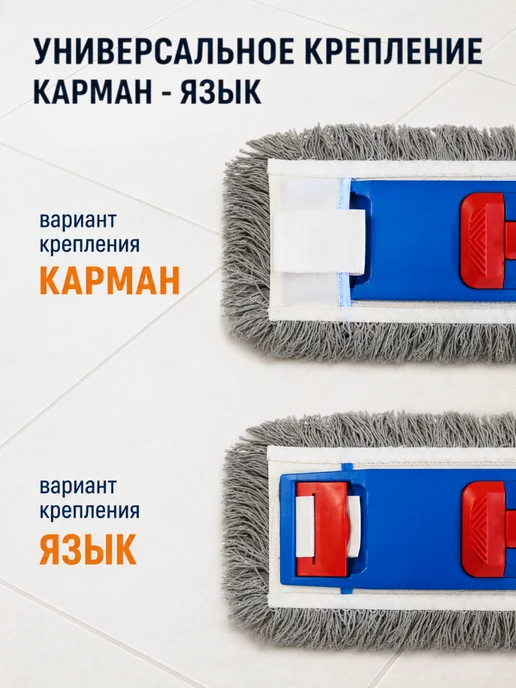Насадка для швабры МОП 50 см петельная карман - язык, вариант, фото 6