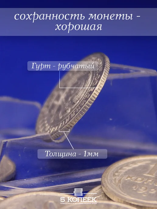 5 копеек Подлинный билон СССР 10 Копеек 1925 года, вариант, фото 3