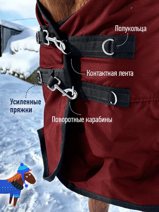 Конные сказки Попона зимняя прогулочная для лошади, красный, фото 3