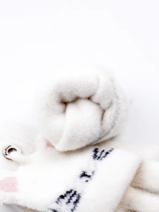 Bunny&Beads Митенки-перчатки без пальцев, белый, фото 3