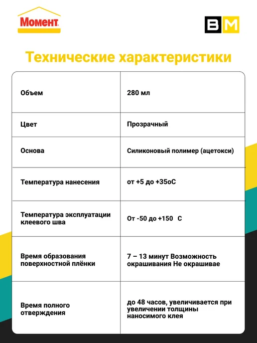 Момент Силиконовый прозрачный герметик для зеркал, 280мл, 1 шт, 280 мл, 1 шт, фото 6