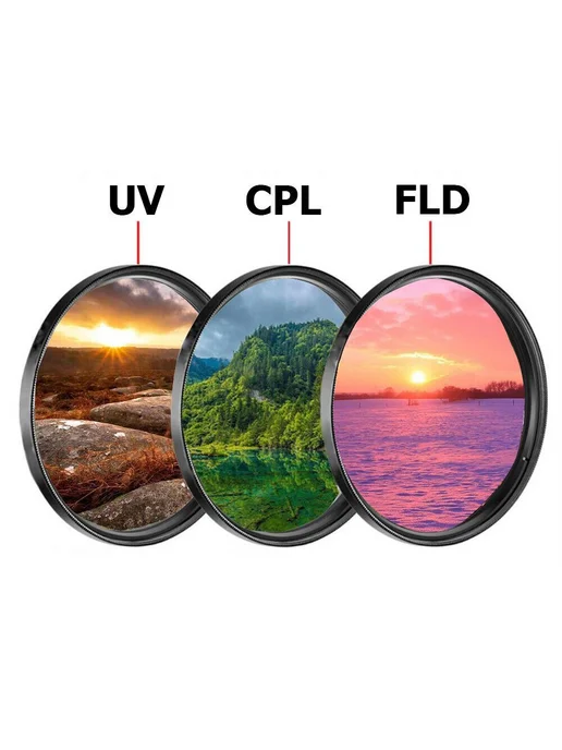 Набор фильтров 77 мм UV+CPL+FLD для объектива, вариант, фото 8