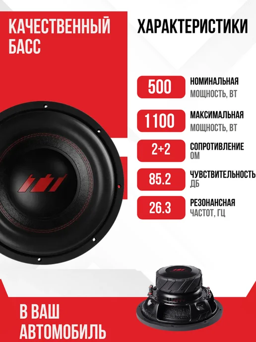 AMP Сабвуфер 15 дюймов ТТ 15 ver.2Ч (2+2Ом)500Вт в машину, 500 Вт, фото 3
