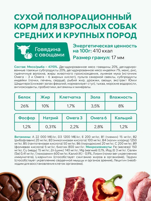 Сухой корм MiaPet для собак, средние, 10 кг, фото 4