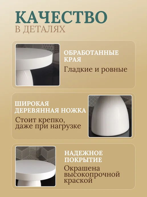 Woodstar Подставка для бенто торта на ножке круглая деревянная, белый, фото 6
