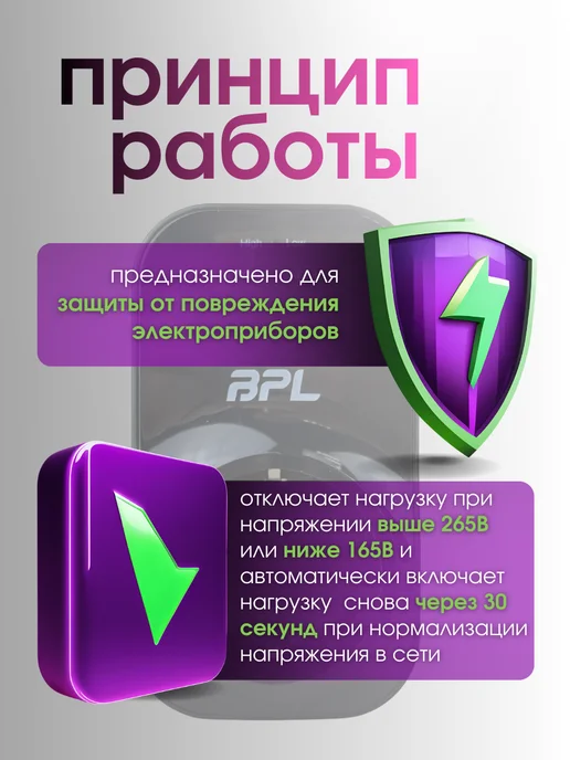 BPL Реле напряжения в розетку 220В 3520 Вт не стабилизатор 1шт, 3520 Вт, 1 шт, фото 2