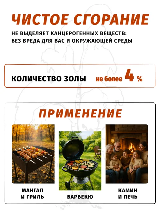 Уголь для мангала древесный берёзовый 9 кг, 9 кг, фото 3