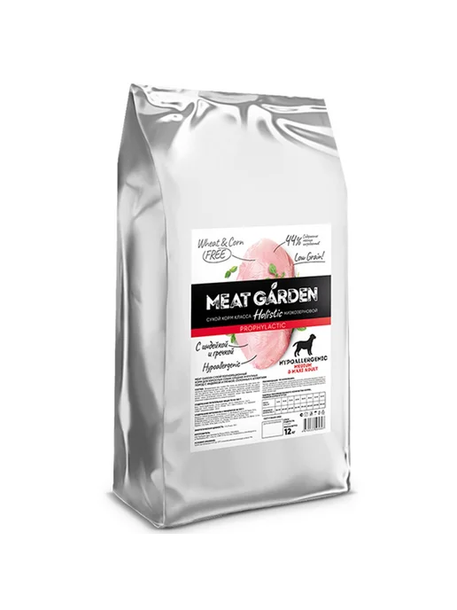 Сухой корм Meat Garden Греч… для собак, крупные, средние, индейка, 12,1 кг