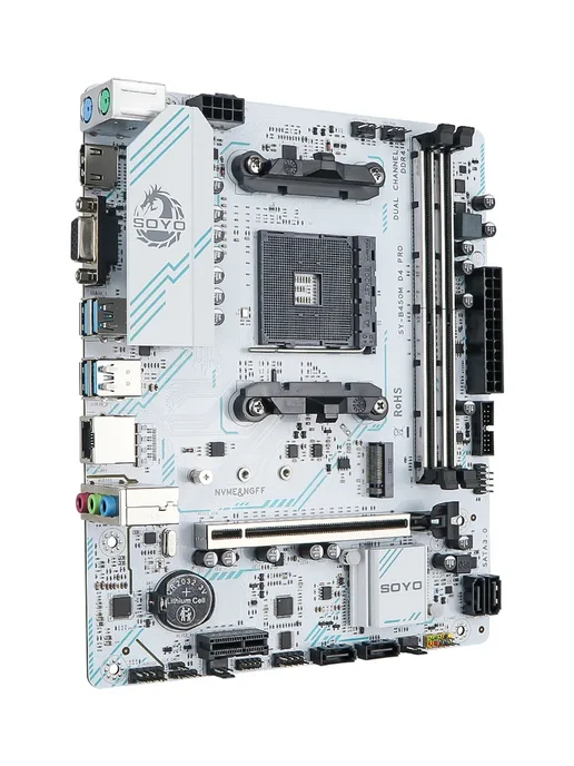 SOYO Материнская плата B450M AM4 DDR4 M-ATX M.2 NVME, белый, фото 6