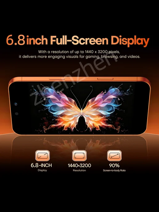 Смартфон YFQTXLW I Phonc 17 Pro Max 12/512 ГБ, оранжевый, фото 4