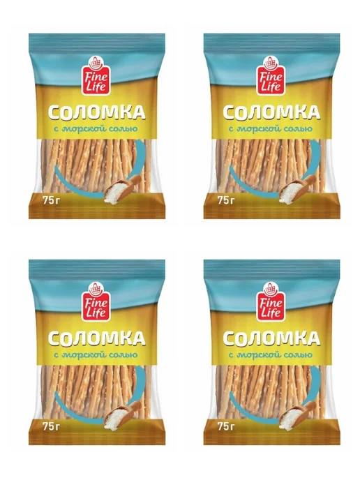 Fine Life. Соломка с морской солью, 75 г, 4 шт, 75 г, 4 шт