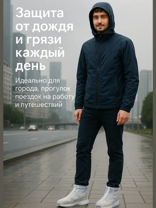 альма4 бахилы силиконовые многоразовые дождевики для обуви, белый, фото 2