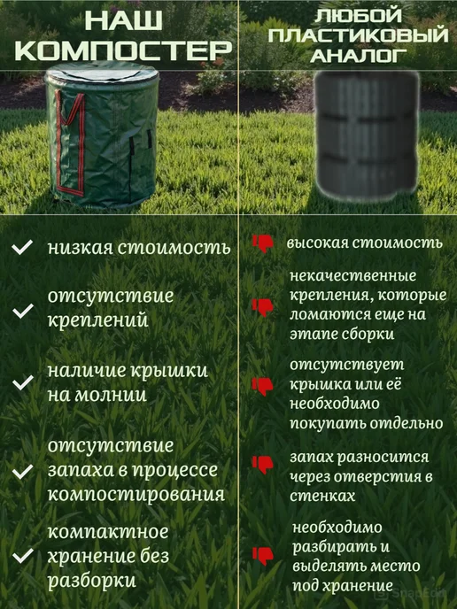 Дом с мечтой Компостер садовый с ручками 130 литров, 300 л, фото 3