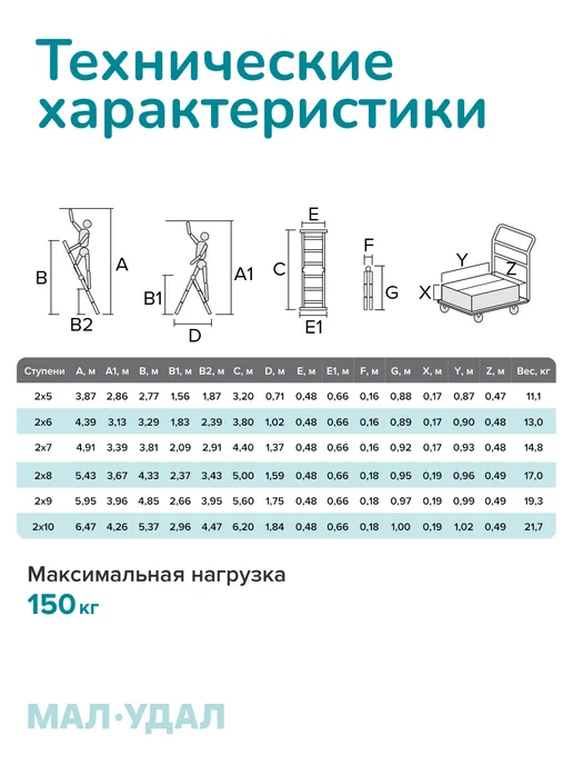 Лестница стремянка телескопическая 2х8, 2x8, фото 4