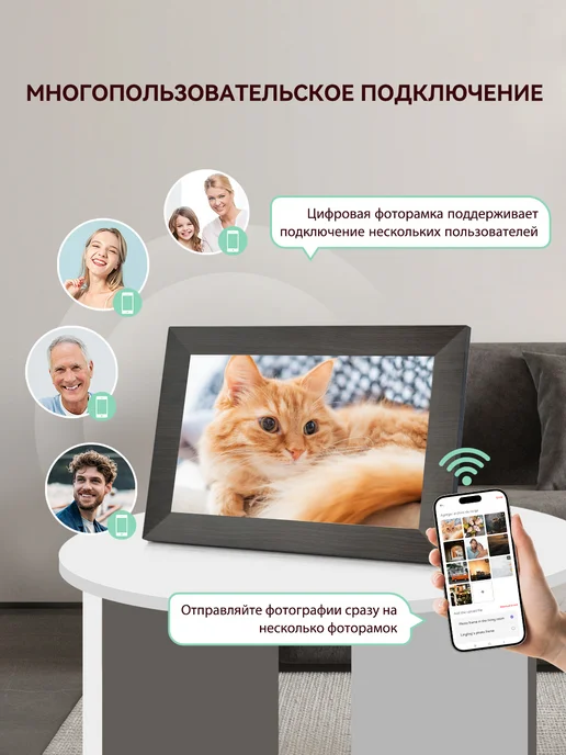 Цифровая фоторамка 10,1 дюйма WiFi, сенсорный экран, 32 ГБ, 32 ГБ, фото 6