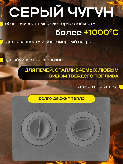 FORMULA PROF Плита печная чугунная с конфорками, серый, фото 2