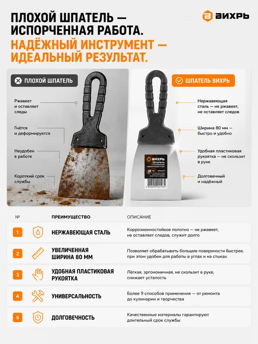 Шпатель строительный для заделки трещин — фото 2