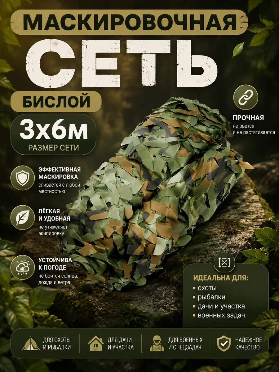 Маскировочная сеть 3х6 м