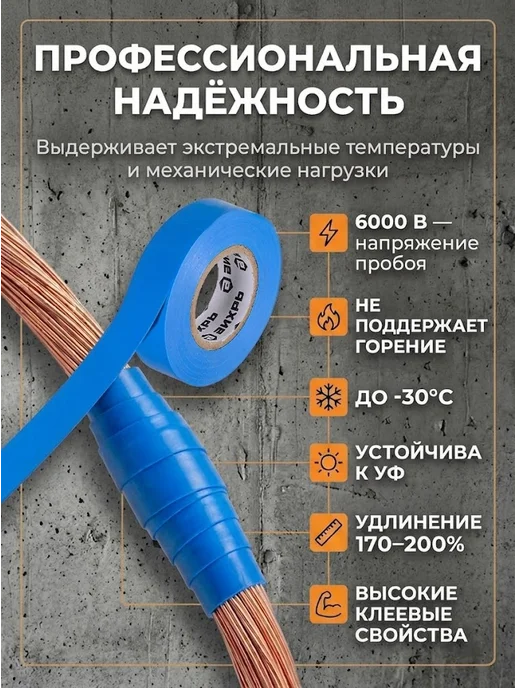 Изолента синяя для проводов — фото 3