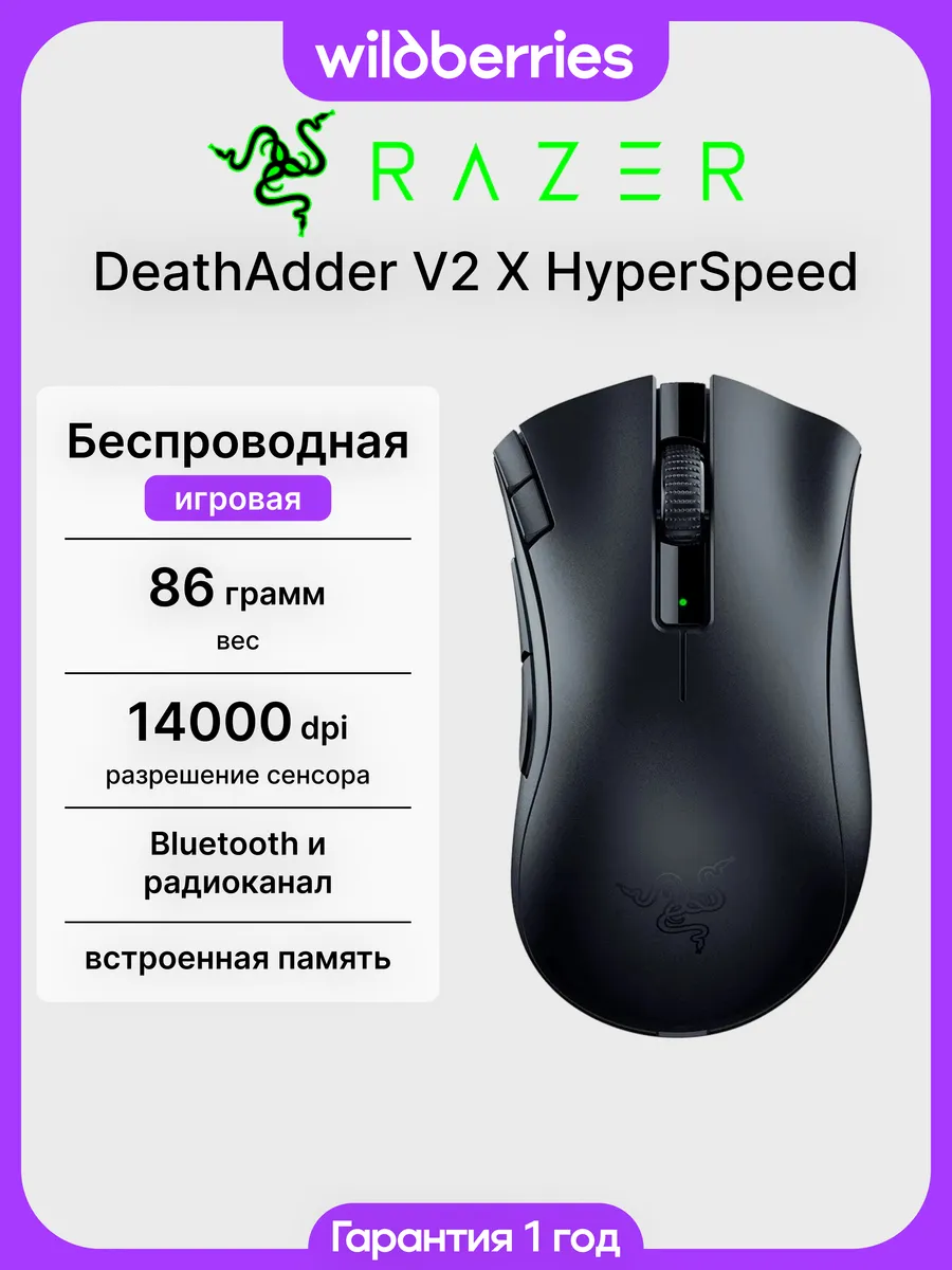 Razer Беспроводная игровая мышь DeathAdder V2 X HyperSpeed Black