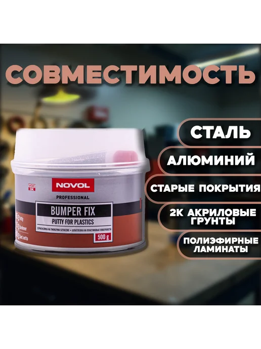 NOVOL Шпатлевка автомобильная для пластика 200г, 500 г, фото 2