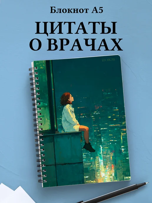 Блокнот медицинский в клетку с цитатами