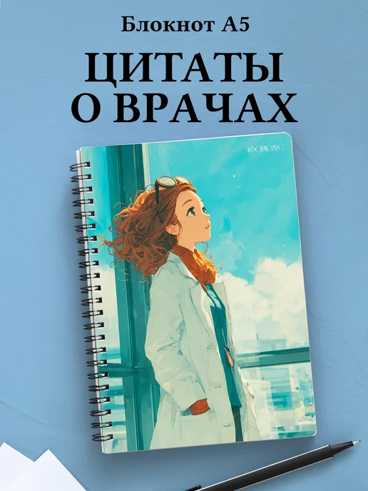 Блокнот медицинский в клетку с цитатами