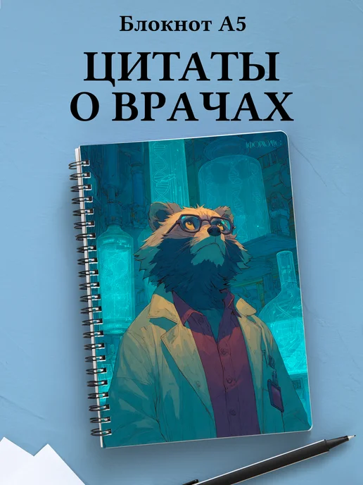 Блокнот медицинский в клетку с цитатами