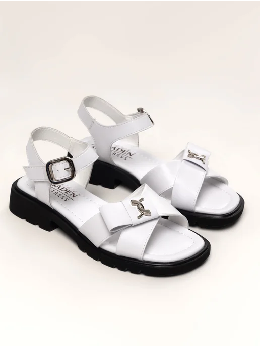 BADEN Босоножки женские без каблука натуральная кожа, белый, фото 3