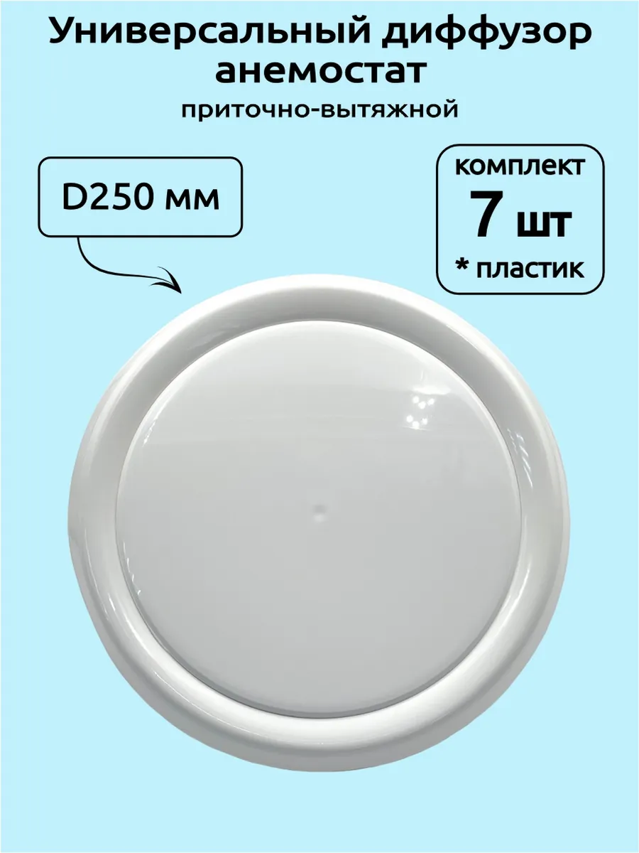 Диффузор анемостат вентиляционный пластиковый DVK-250, 7 шт