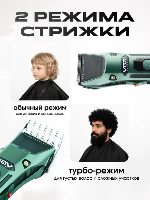 VGR Машинка для стрижки волос мужская профессиональная, черный, фото 5