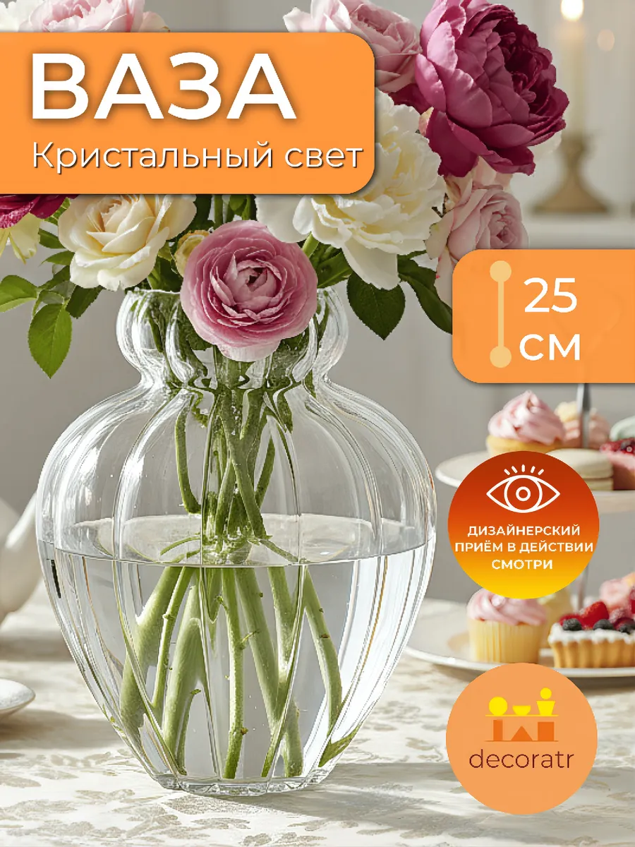 Ваза Стекло Хунхэ Прозрачный D20 * H25 JZ-2025-ADL Китай