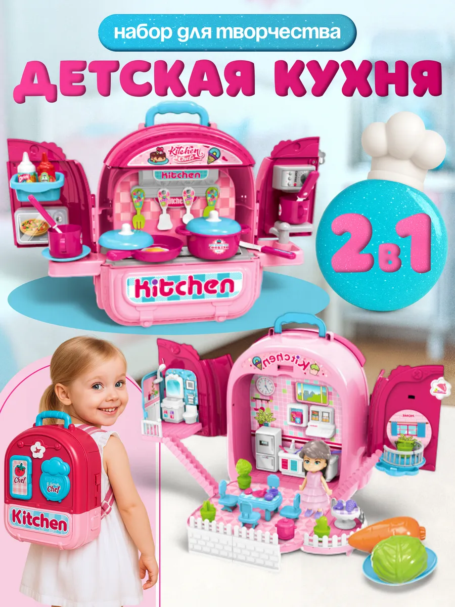 Игровой набор чемоданчик кухня с куколкой