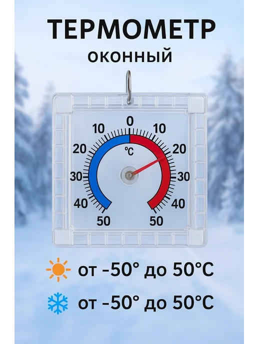 Термометр оконный, белый, фото 2