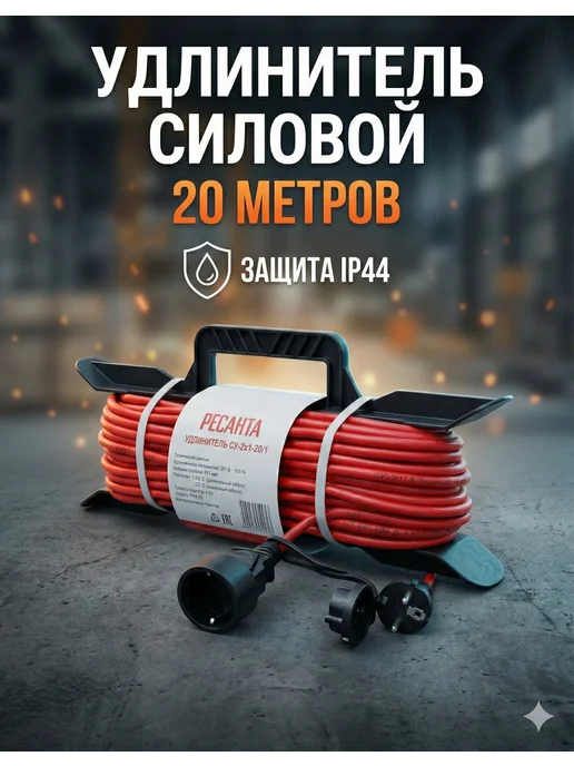 Удлинитель силовой на раме 20 метров СУ-2x1-20/1