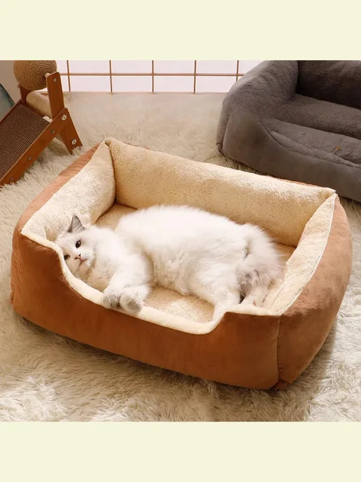 Теплая квадратная лежанка для кошки и мелких собак, вариант, фото 2