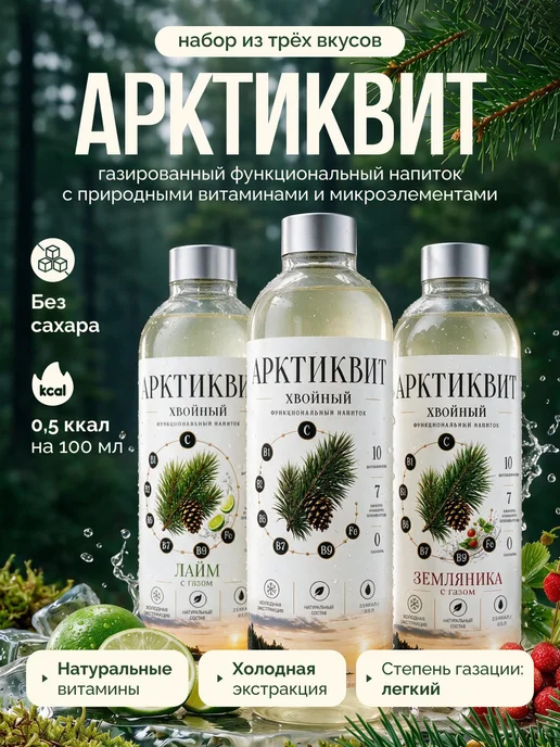 АРКТИКВИТ Функциональный напиток без сахара микс вкусов, 3 л, 6 шт